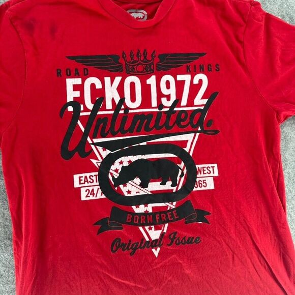 Ecko Unlimited T Shirt Mens L Red Born Free Road Kings Original Issue Tee - Picture 2 of 4